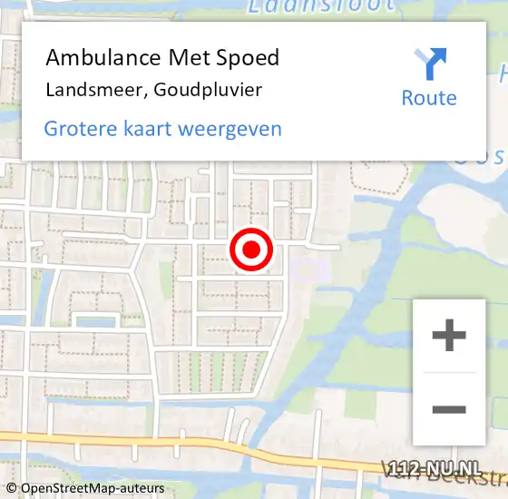 Locatie op kaart van de 112 melding: Ambulance Met Spoed Naar Landsmeer, Goudpluvier op 3 februari 2022 12:06