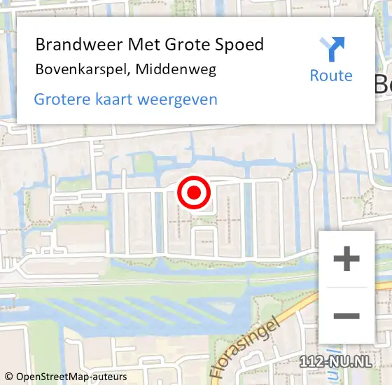 Locatie op kaart van de 112 melding: Brandweer Met Grote Spoed Naar Bovenkarspel, Middenweg op 3 februari 2022 12:12