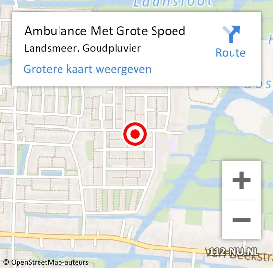 Locatie op kaart van de 112 melding: Ambulance Met Grote Spoed Naar Landsmeer, Goudpluvier op 3 februari 2022 12:13