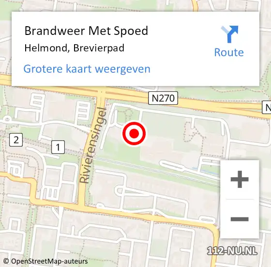 Locatie op kaart van de 112 melding: Brandweer Met Spoed Naar Helmond, Brevierpad op 3 februari 2022 12:15