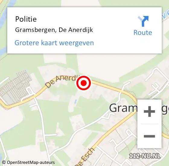 Locatie op kaart van de 112 melding: Politie Gramsbergen, De Anerdijk op 3 februari 2022 12:18