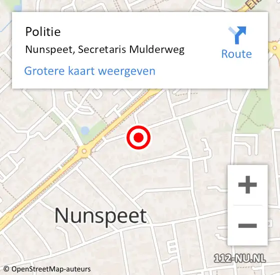 Locatie op kaart van de 112 melding: Politie Nunspeet, Secretaris Mulderweg op 3 februari 2022 12:22