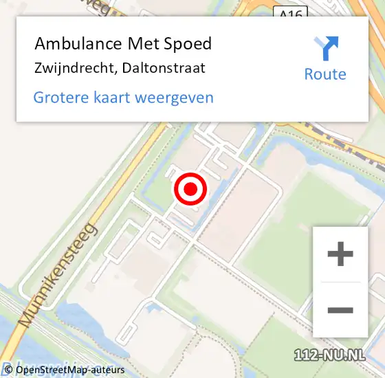 Locatie op kaart van de 112 melding: Ambulance Met Spoed Naar Zwijndrecht, Daltonstraat op 3 februari 2022 12:34