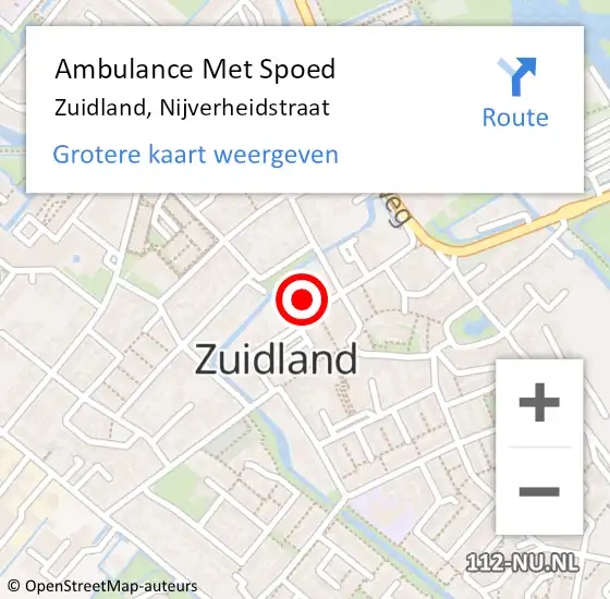 Locatie op kaart van de 112 melding: Ambulance Met Spoed Naar Zuidland, Nijverheidstraat op 3 februari 2022 12:44