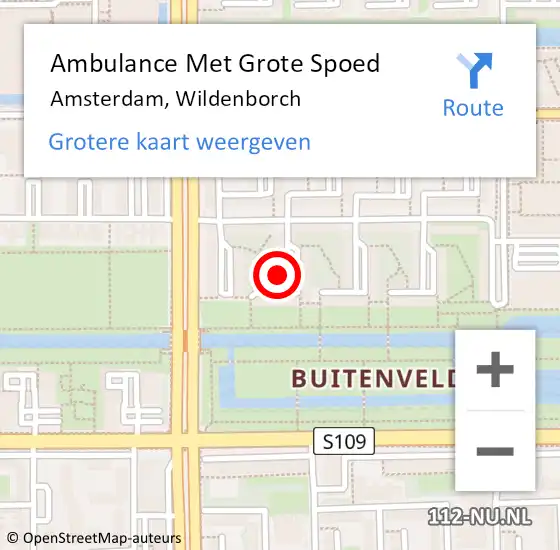 Locatie op kaart van de 112 melding: Ambulance Met Grote Spoed Naar Amsterdam, Wildenborch op 3 februari 2022 12:47