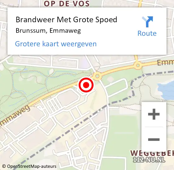 Locatie op kaart van de 112 melding: Brandweer Met Grote Spoed Naar Brunssum, Emmaweg op 3 februari 2022 12:50