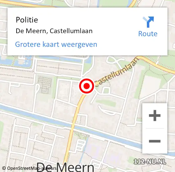 Locatie op kaart van de 112 melding: Politie De Meern, Castellumlaan op 3 februari 2022 13:04