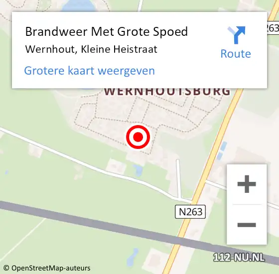 Locatie op kaart van de 112 melding: Brandweer Met Grote Spoed Naar Wernhout, Kleine Heistraat op 3 februari 2022 13:05