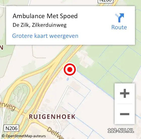 Locatie op kaart van de 112 melding: Ambulance Met Spoed Naar De Zilk, Zilkerduinweg op 7 juli 2014 10:06