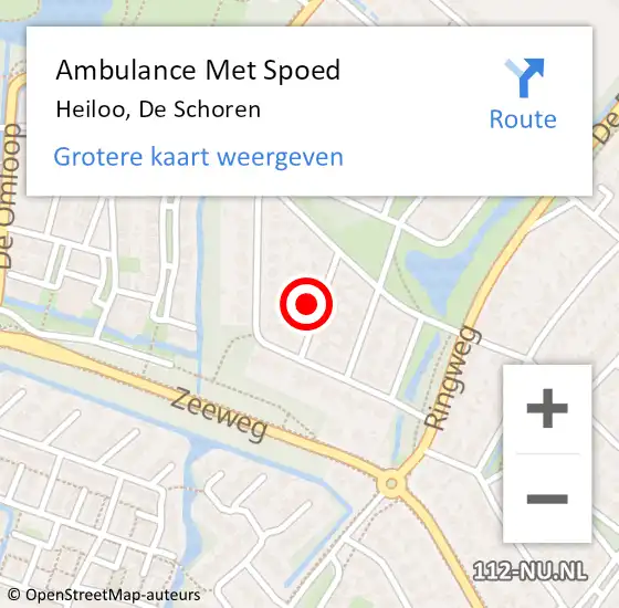 Locatie op kaart van de 112 melding: Ambulance Met Spoed Naar Heiloo, De Schoren op 3 februari 2022 13:25