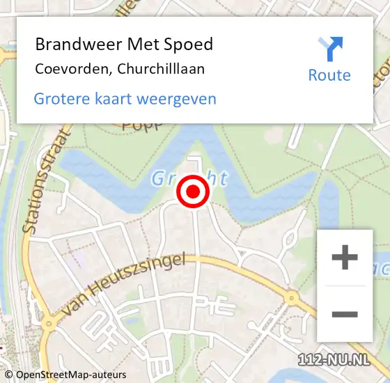 Locatie op kaart van de 112 melding: Brandweer Met Spoed Naar Coevorden, Churchilllaan op 3 februari 2022 13:38