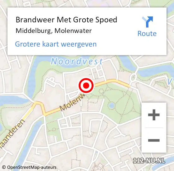 Locatie op kaart van de 112 melding: Brandweer Met Grote Spoed Naar Middelburg, Molenwater op 3 februari 2022 13:41