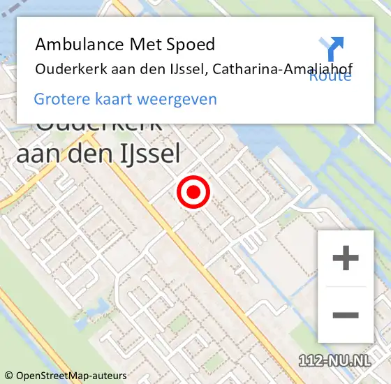 Locatie op kaart van de 112 melding: Ambulance Met Spoed Naar Ouderkerk aan den IJssel, Catharina-Amaliahof op 3 februari 2022 13:58