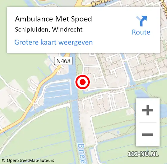 Locatie op kaart van de 112 melding: Ambulance Met Spoed Naar Schipluiden, Windrecht op 3 februari 2022 14:17