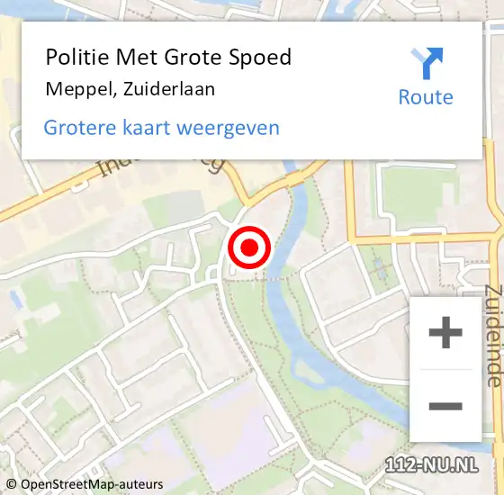 Locatie op kaart van de 112 melding: Politie Met Grote Spoed Naar Meppel, Zuiderlaan op 3 februari 2022 14:35