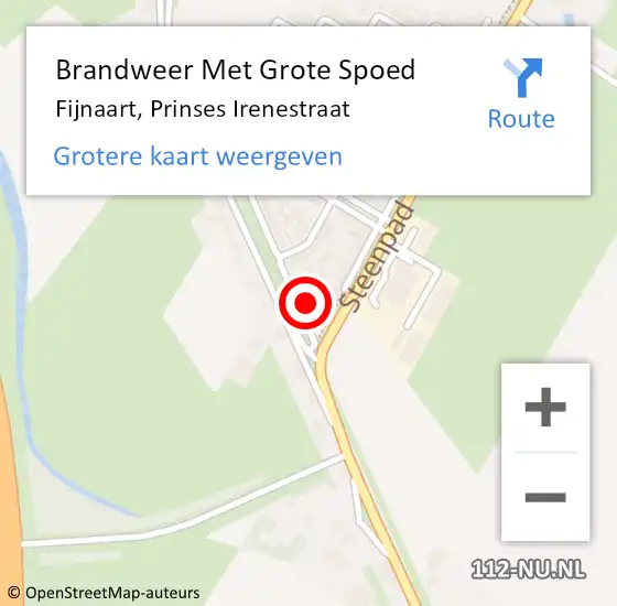 Locatie op kaart van de 112 melding: Brandweer Met Grote Spoed Naar Fijnaart, Prinses Irenestraat op 3 februari 2022 14:45