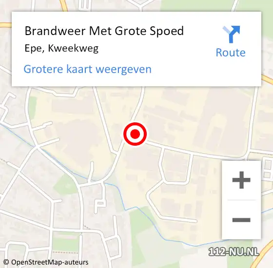 Locatie op kaart van de 112 melding: Brandweer Met Grote Spoed Naar Epe, Kweekweg op 3 februari 2022 14:59