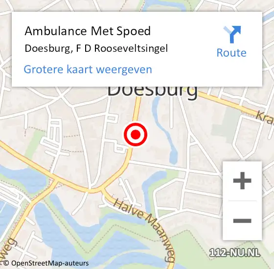 Locatie op kaart van de 112 melding: Ambulance Met Spoed Naar Doesburg, F D Rooseveltsingel op 3 februari 2022 15:13