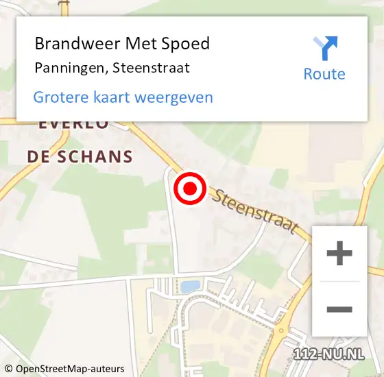 Locatie op kaart van de 112 melding: Brandweer Met Spoed Naar Panningen, Steenstraat op 3 februari 2022 15:34