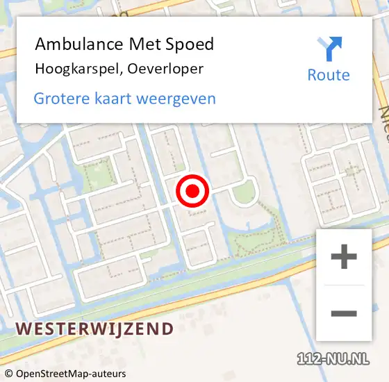 Locatie op kaart van de 112 melding: Ambulance Met Spoed Naar Hoogkarspel, Oeverloper op 3 februari 2022 15:41