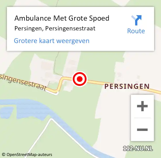 Locatie op kaart van de 112 melding: Ambulance Met Grote Spoed Naar Persingen, Persingensestraat op 3 februari 2022 15:45