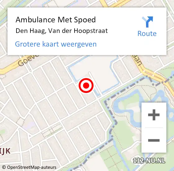 Locatie op kaart van de 112 melding: Ambulance Met Spoed Naar Den Haag, Van der Hoopstraat op 3 februari 2022 15:53