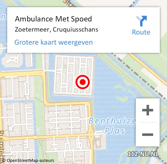 Locatie op kaart van de 112 melding: Ambulance Met Spoed Naar Zoetermeer, Cruquiusschans op 3 februari 2022 15:59