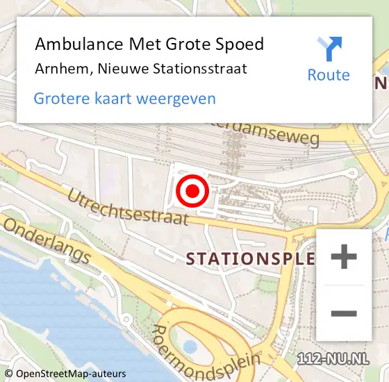Locatie op kaart van de 112 melding: Ambulance Met Grote Spoed Naar Arnhem, Nieuwe Stationsstraat op 3 februari 2022 16:07