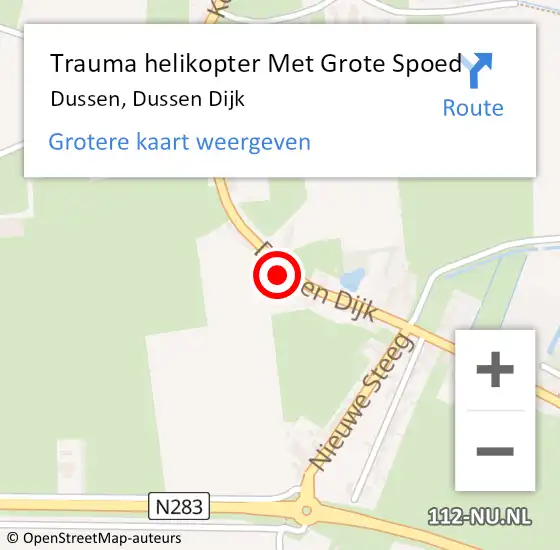 Locatie op kaart van de 112 melding: Trauma helikopter Met Grote Spoed Naar Dussen, Dussen Dijk op 3 februari 2022 16:09