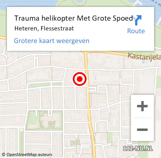 Locatie op kaart van de 112 melding: Trauma helikopter Met Grote Spoed Naar Heteren, Flessestraat op 3 februari 2022 16:37