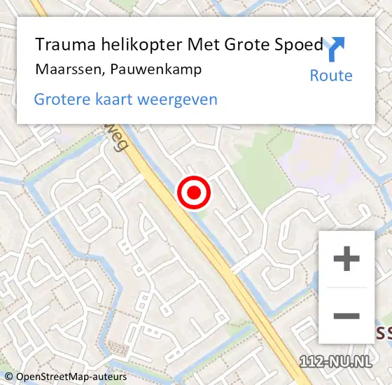 Locatie op kaart van de 112 melding: Trauma helikopter Met Grote Spoed Naar Maarssen, Pauwenkamp op 3 februari 2022 17:05