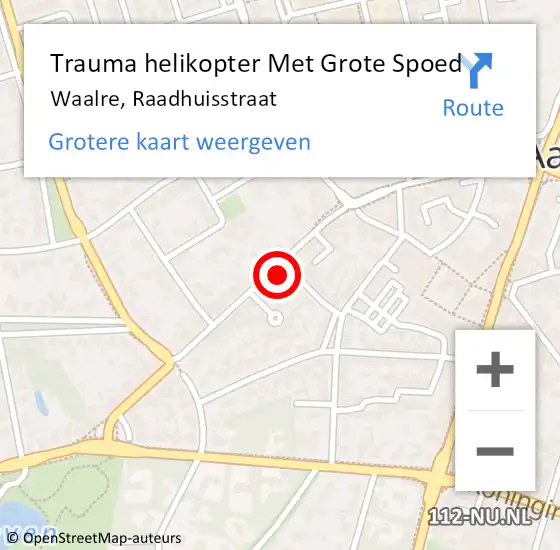 Locatie op kaart van de 112 melding: Trauma helikopter Met Grote Spoed Naar Waalre, Raadhuisstraat op 3 februari 2022 17:08