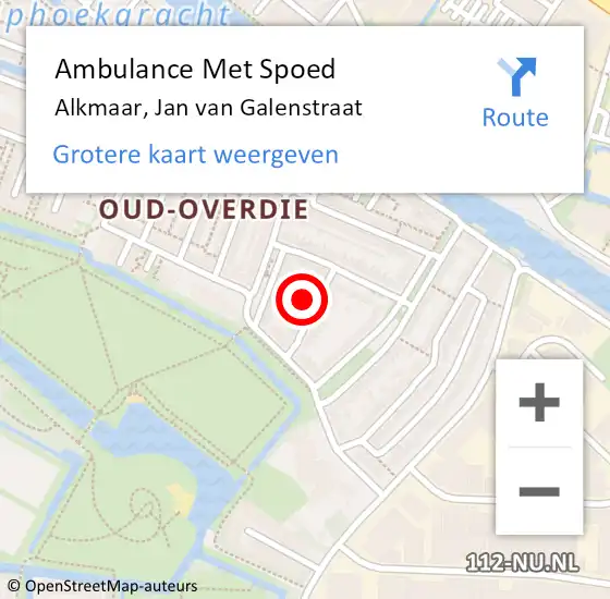 Locatie op kaart van de 112 melding: Ambulance Met Spoed Naar Alkmaar, Jan van Galenstraat op 3 februari 2022 17:18