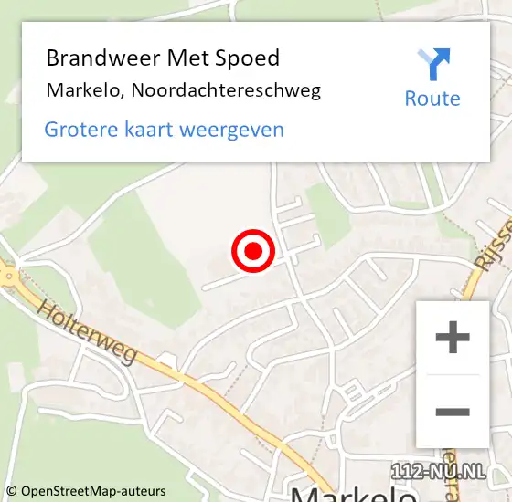 Locatie op kaart van de 112 melding: Brandweer Met Spoed Naar Markelo, Noordachtereschweg op 3 februari 2022 17:27