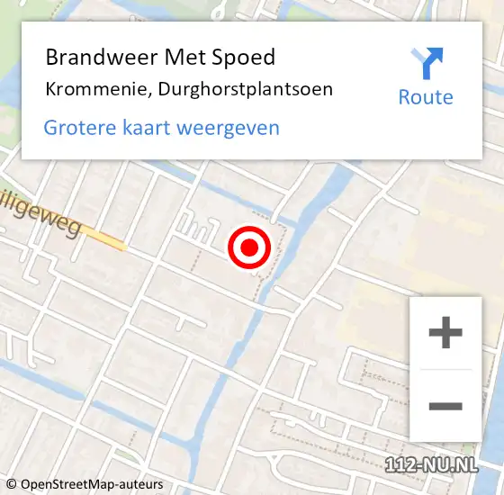 Locatie op kaart van de 112 melding: Brandweer Met Spoed Naar Krommenie, Durghorstplantsoen op 3 februari 2022 18:09