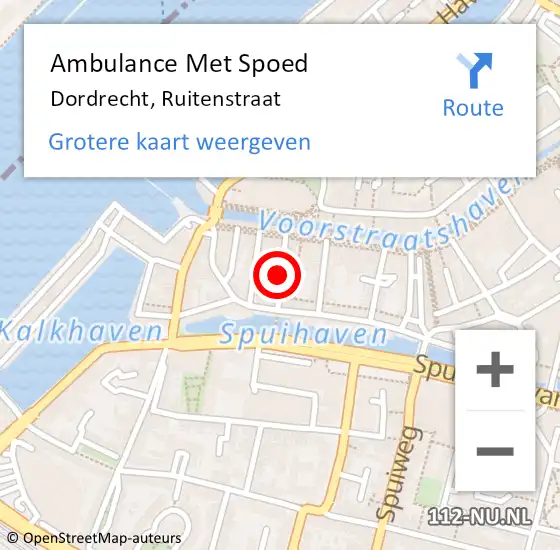 Locatie op kaart van de 112 melding: Ambulance Met Spoed Naar Dordrecht, Ruitenstraat op 3 februari 2022 18:15