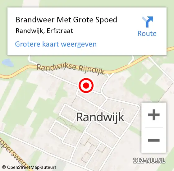 Locatie op kaart van de 112 melding: Brandweer Met Grote Spoed Naar Randwijk, Erfstraat op 3 februari 2022 18:29