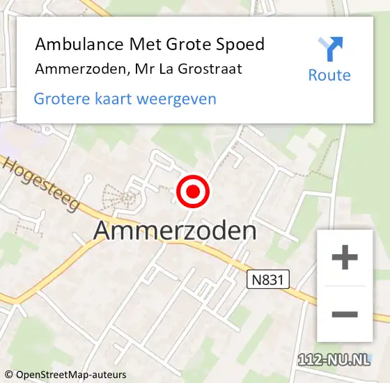 Locatie op kaart van de 112 melding: Ambulance Met Grote Spoed Naar Ammerzoden, Mr La Grostraat op 3 februari 2022 18:38