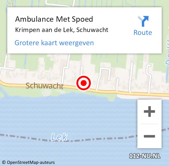 Locatie op kaart van de 112 melding: Ambulance Met Spoed Naar Krimpen aan de Lek, Schuwacht op 3 februari 2022 18:47