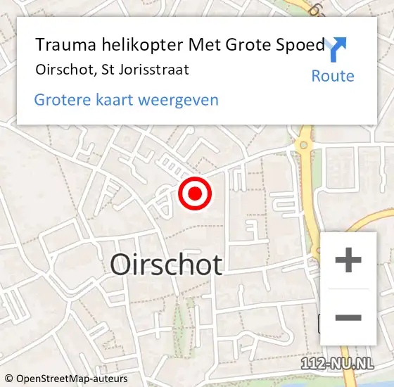 Locatie op kaart van de 112 melding: Trauma helikopter Met Grote Spoed Naar Oirschot, St Jorisstraat op 3 februari 2022 19:01