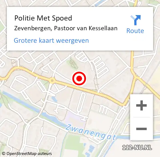 Locatie op kaart van de 112 melding: Politie Met Spoed Naar Zevenbergen, Pastoor van Kessellaan op 3 februari 2022 19:08