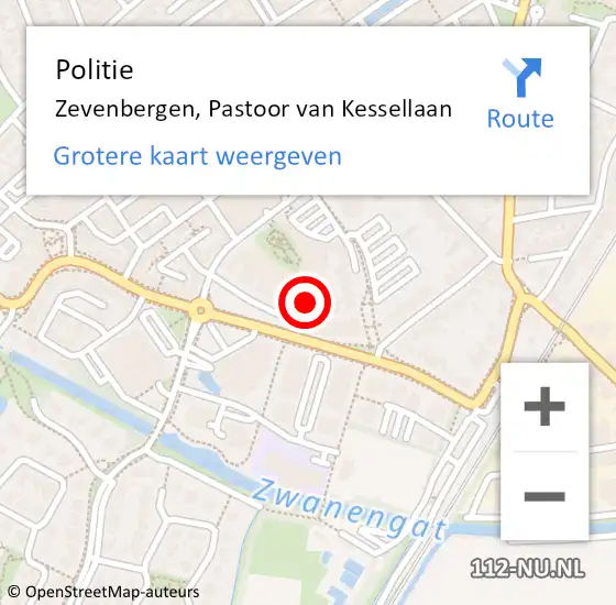 Locatie op kaart van de 112 melding: Politie Zevenbergen, Pastoor van Kessellaan op 3 februari 2022 19:08