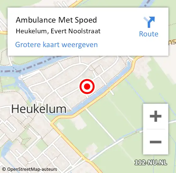 Locatie op kaart van de 112 melding: Ambulance Met Spoed Naar Heukelum, Evert Noolstraat op 3 februari 2022 20:01