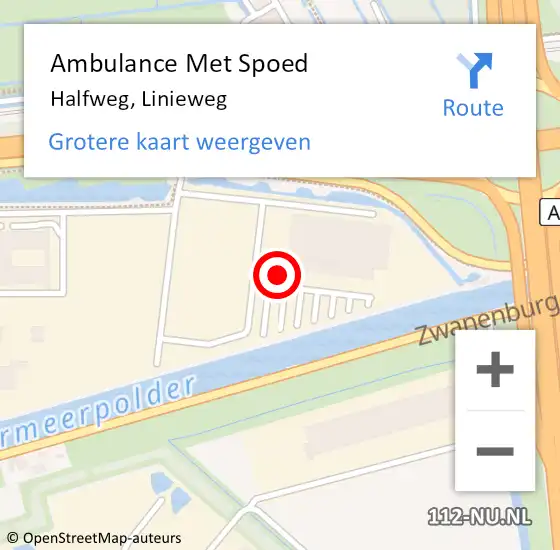 Locatie op kaart van de 112 melding: Ambulance Met Spoed Naar Halfweg, Linieweg op 3 februari 2022 20:20