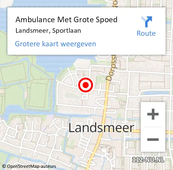 Locatie op kaart van de 112 melding: Ambulance Met Grote Spoed Naar Landsmeer, Sportlaan op 3 februari 2022 20:30