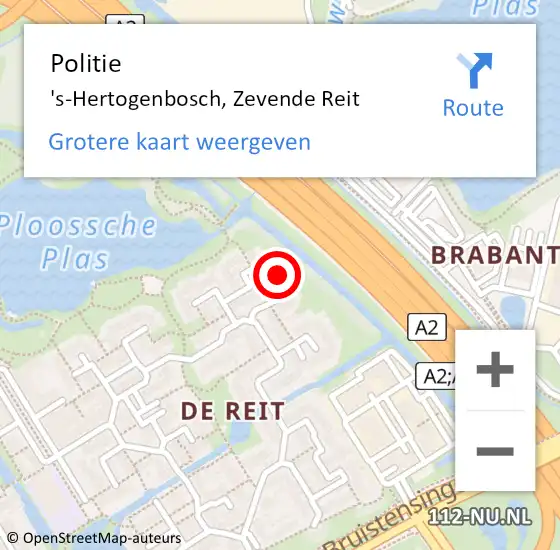 Locatie op kaart van de 112 melding: Politie 's-Hertogenbosch, Zevende Reit op 3 februari 2022 20:31