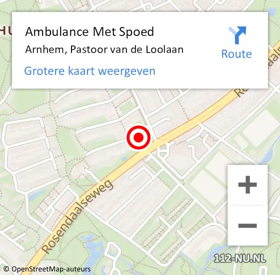 Locatie op kaart van de 112 melding: Ambulance Met Spoed Naar Arnhem, Pastoor van de Loolaan op 3 februari 2022 20:41