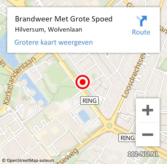 Locatie op kaart van de 112 melding: Brandweer Met Grote Spoed Naar Hilversum, Wolvenlaan op 3 februari 2022 20:42