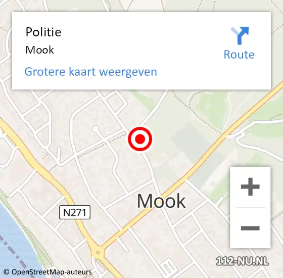 Locatie op kaart van de 112 melding: Politie Mook op 3 februari 2022 20:50