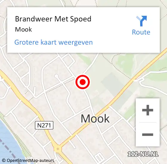 Locatie op kaart van de 112 melding: Brandweer Met Spoed Naar Mook op 3 februari 2022 20:51